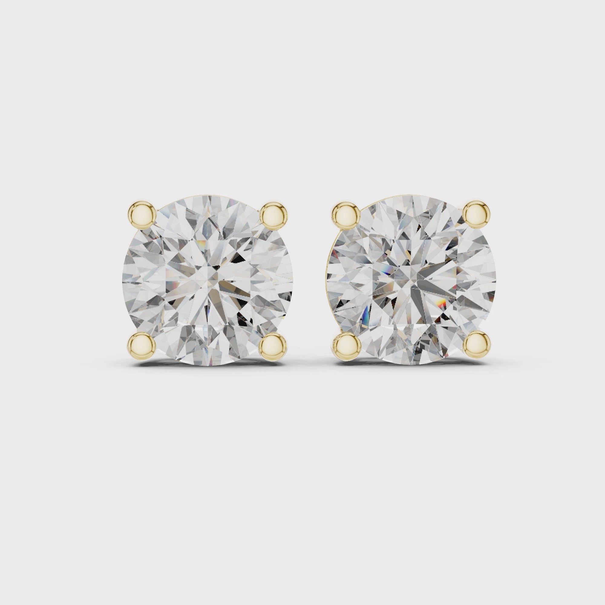 4.00CT Round Cut Lab Grown Diamond Stud Earrings In 18K Gold