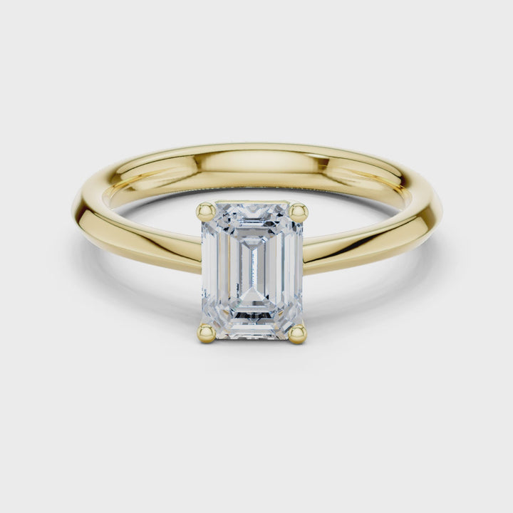 1.02CT Emerald Cut Lab Grown Diamond Solitaire Ring In 14K Gold