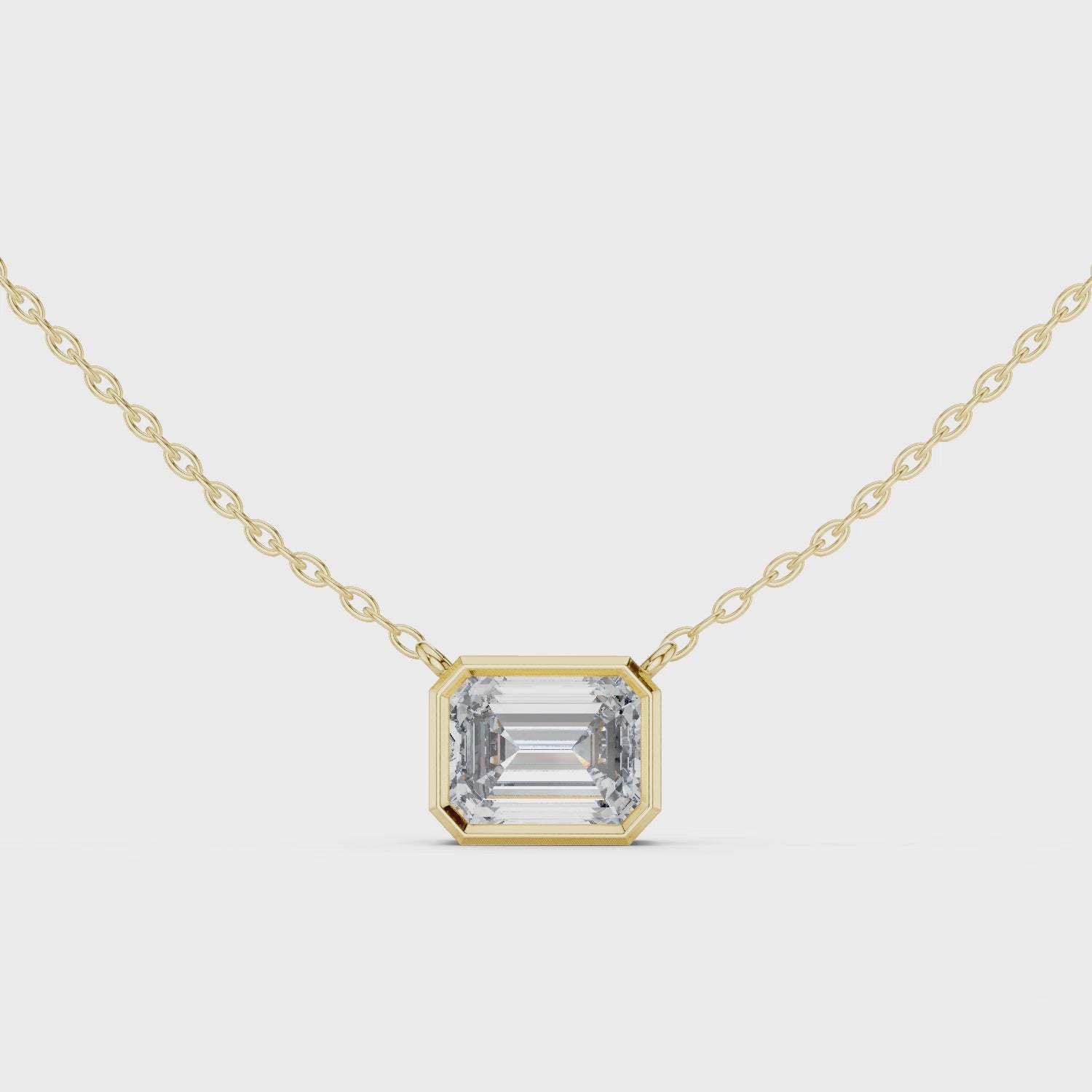 2.50 CT E Color VS2 Emerald Cut Lab Grown Diamond Pendant Necklace in 14K Gold
