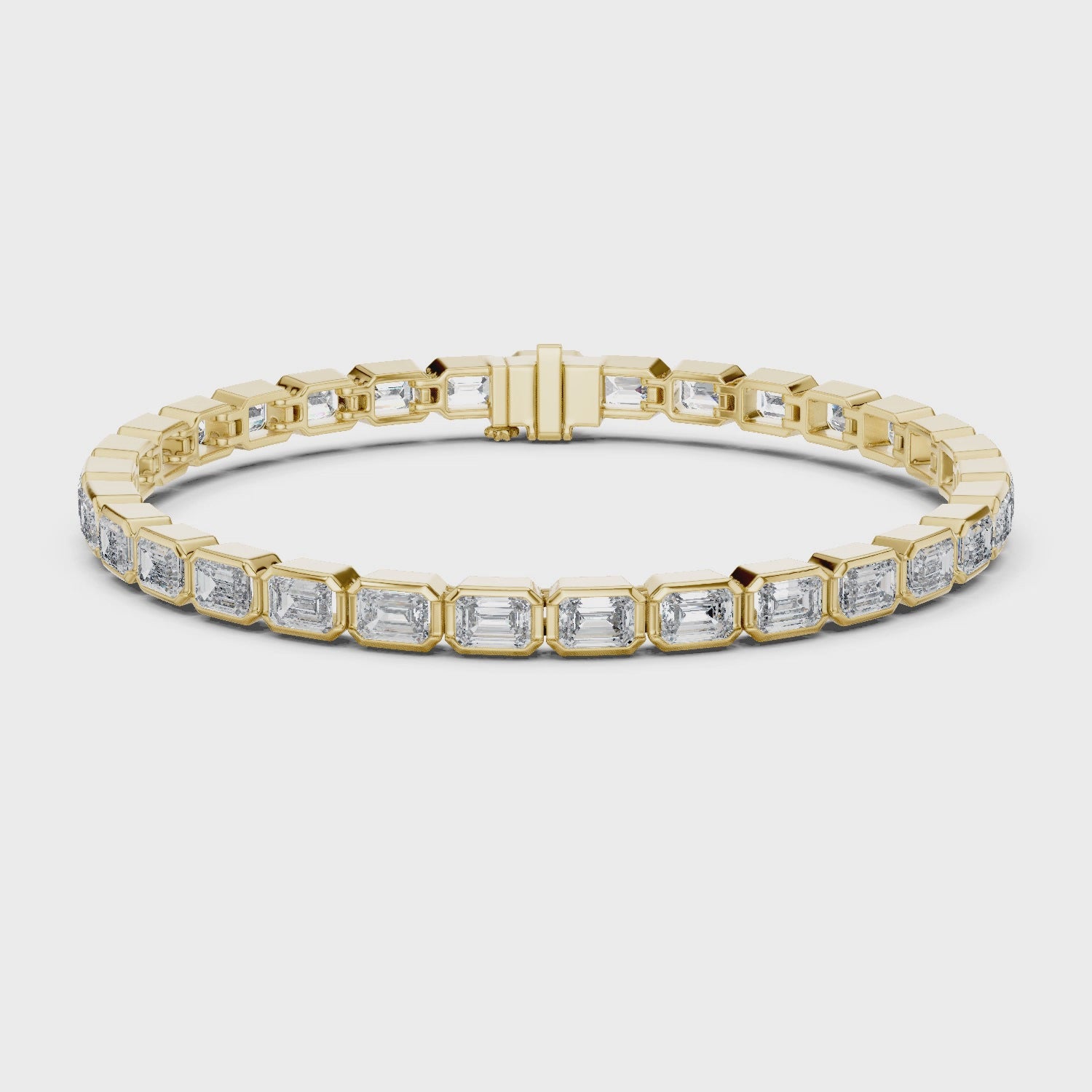 9.30 CT F Color VS1 Lab Grown Diamond Emerald Cut Tennis Bracelet in 18K Gold