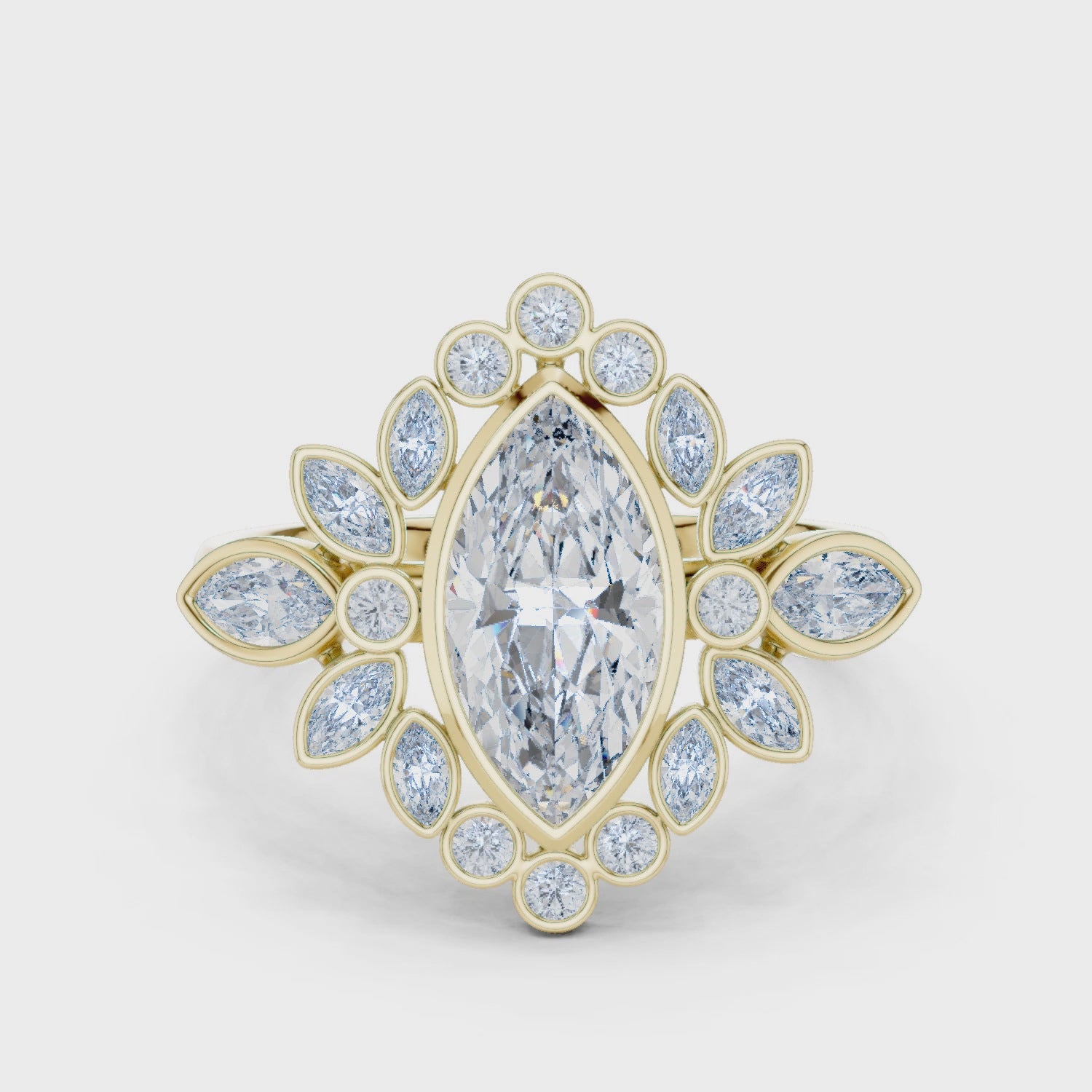 2.11CT F Color VS1 Clarity Floral Lab Grown Diamond Ring in 18K Gold