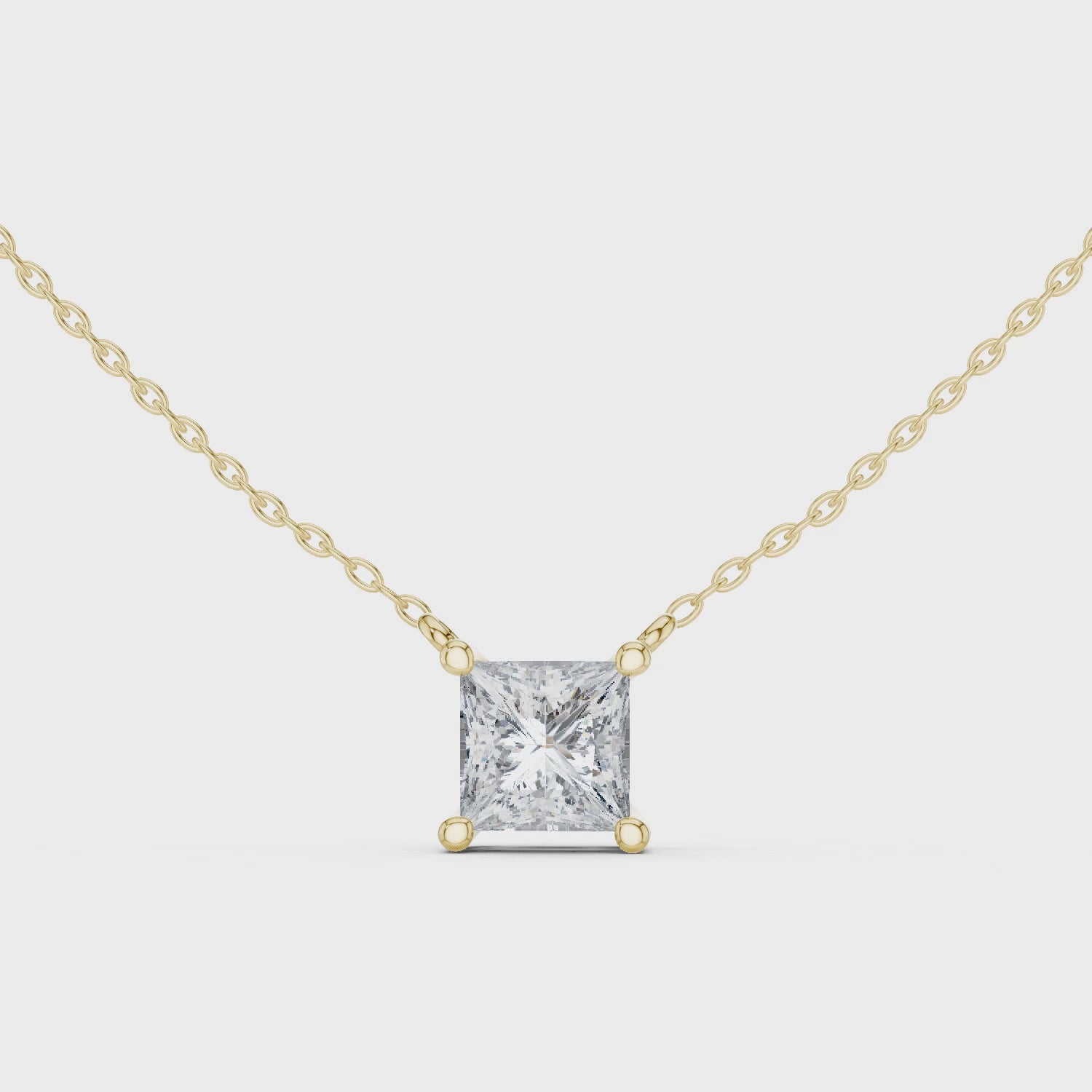 2.50 CT E Color VS1 Princess Cut Lab Diamond Pendant Necklace in 18K Gold
