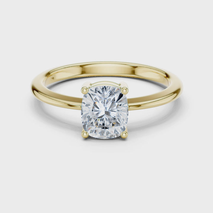1.07CT Cushion Cut Lab Grown Diamond Solitaire Ring In 18K Gold