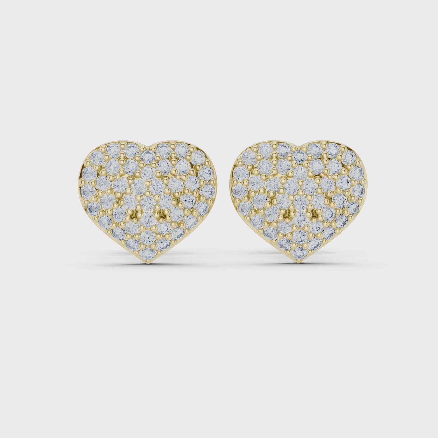 0.34CT Heart-Shaped Lab Diamond Stud Earrings|Pavé Heart Design