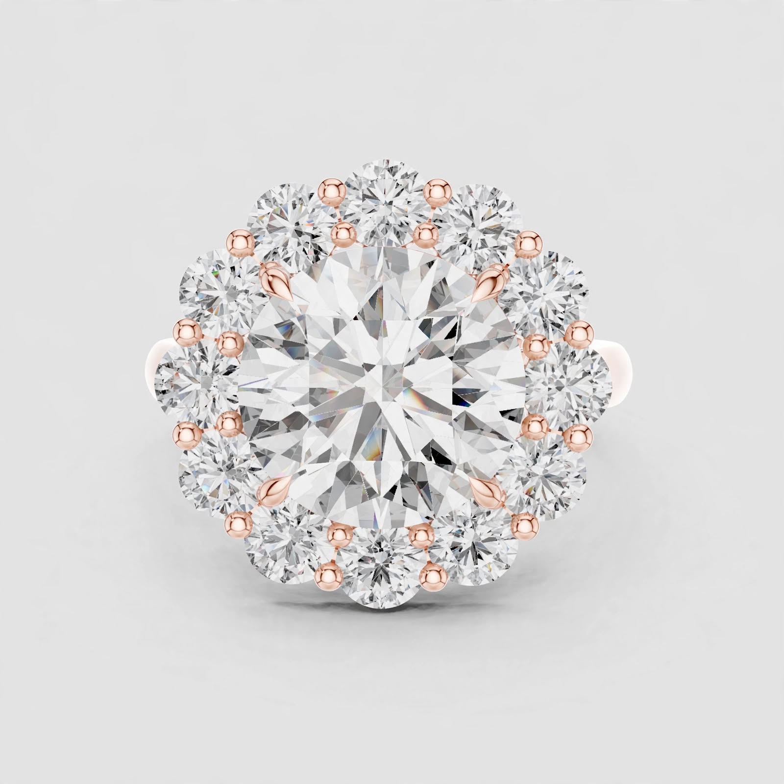 6.59CT E VVS2 Floral Lab Grown Diamond Ring in 18K gold
