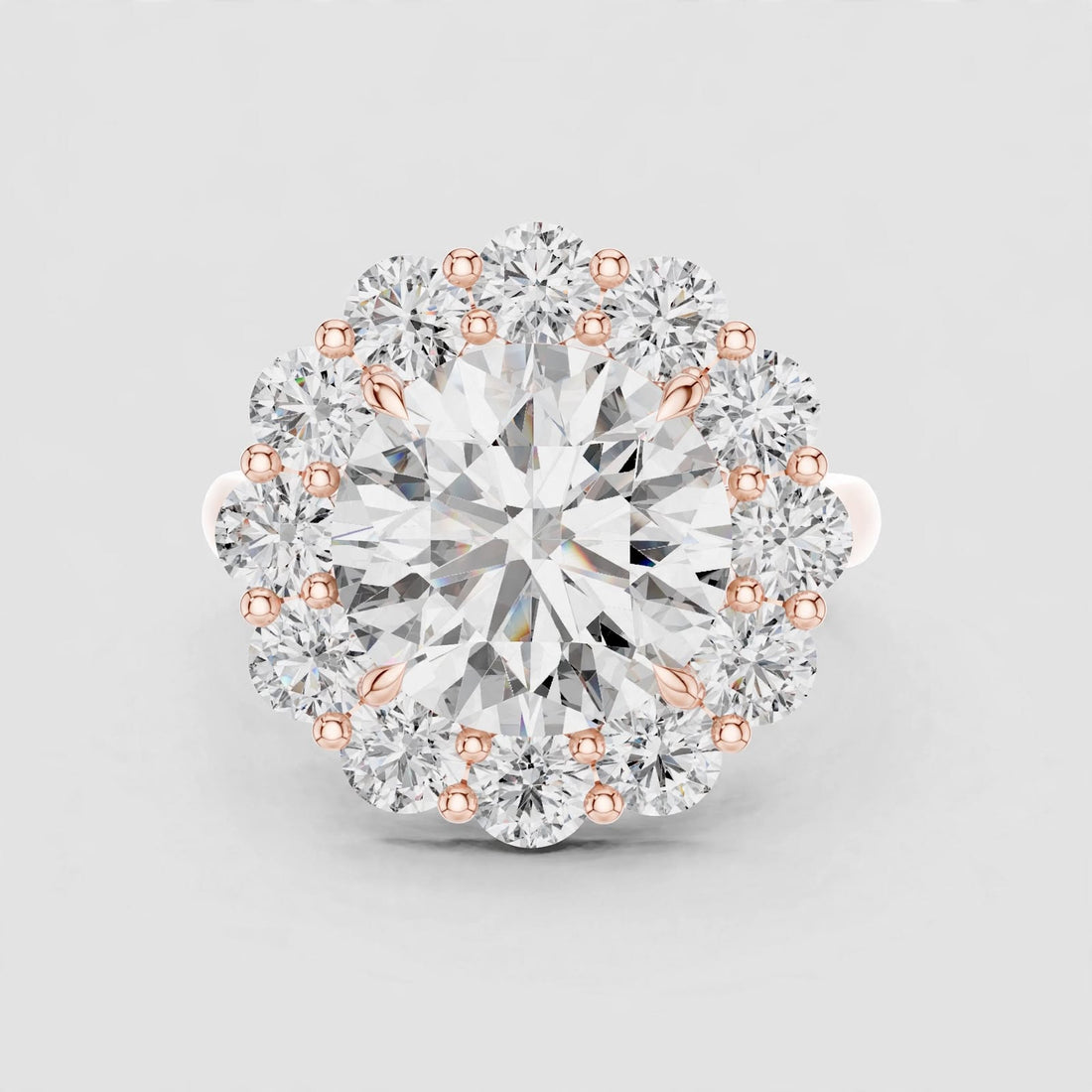 6.59CT E VVS2 Floral Lab Grown Diamond Ring in 18K gold