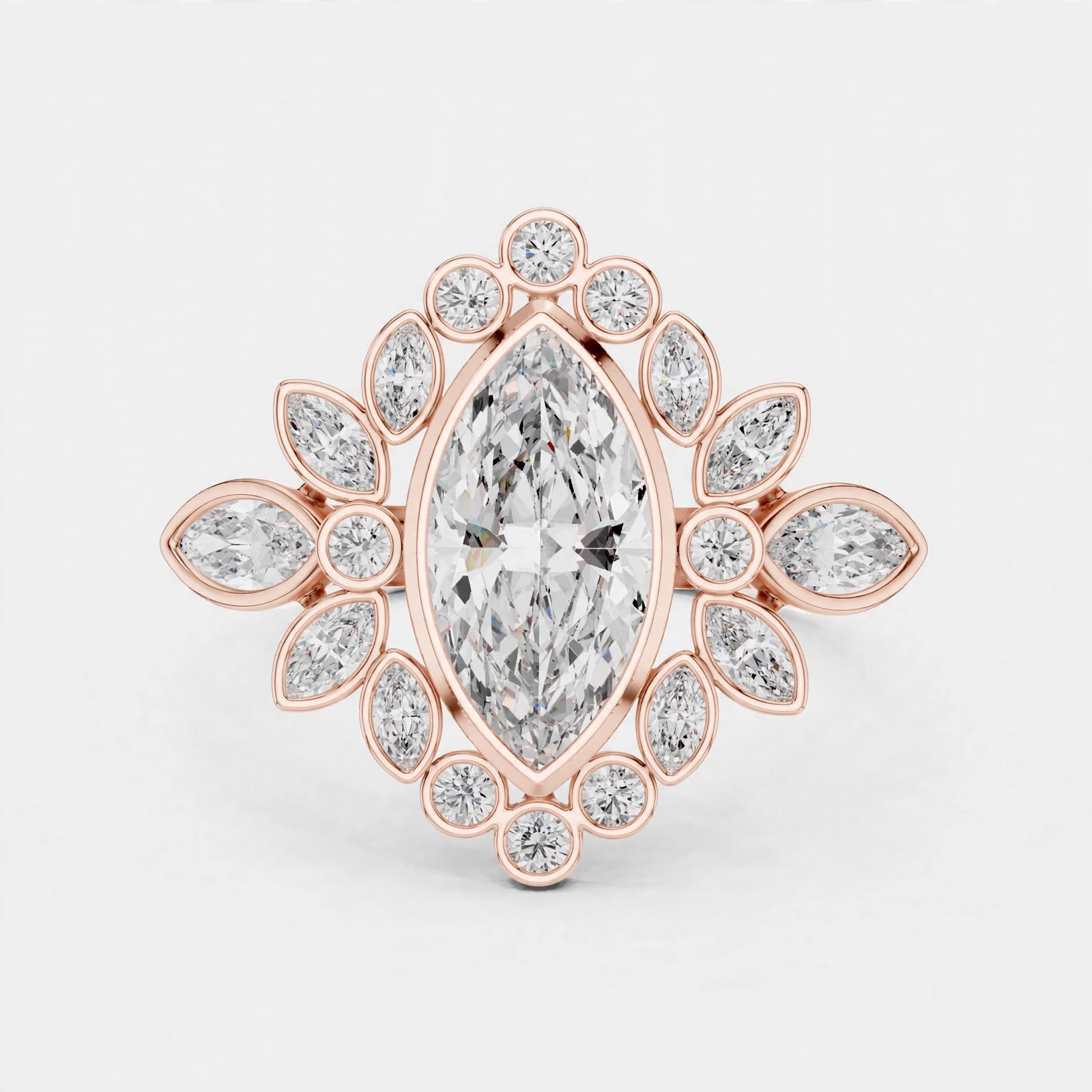 2.11CT F Color VS1 Clarity Floral Lab Grown Diamond Ring in 18K Gold