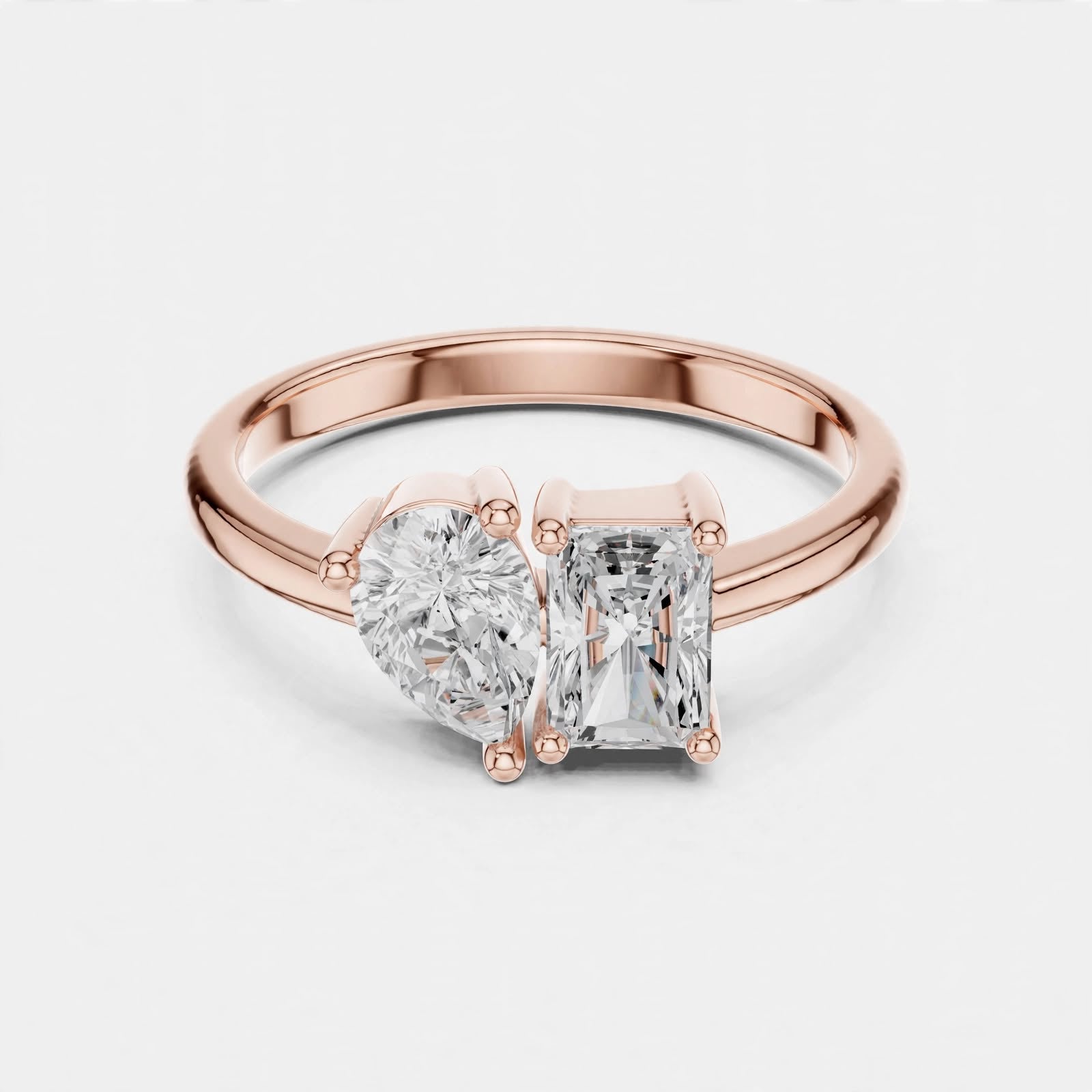 Elegant 1.14CT Pear & Radiant Cut Lab Grown Diamond Ring In 18K Gold