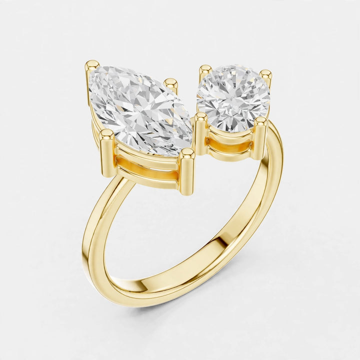 2.03CT F VS1 Toi et Moi Lab Grown Diamond Ring in 18K Gold