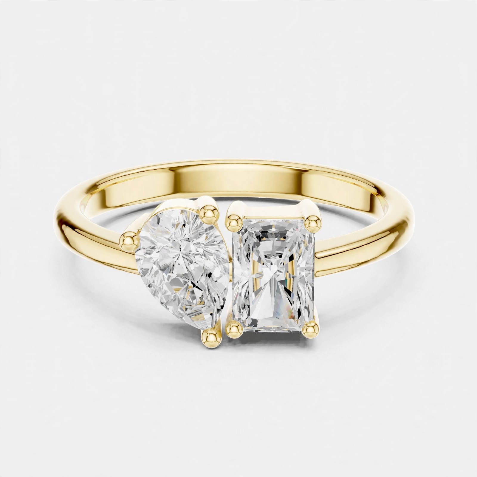 Elegant 1.14CT Pear & Radiant Cut Lab Grown Diamond Ring In 18K Gold