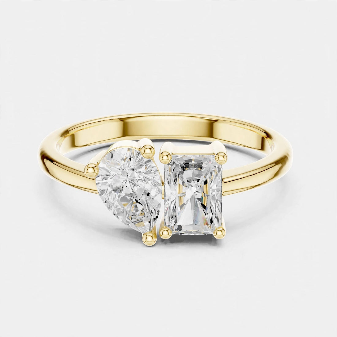 Elegant 1.14CT Pear & Radiant Cut Lab Grown Diamond Ring In 18K Gold