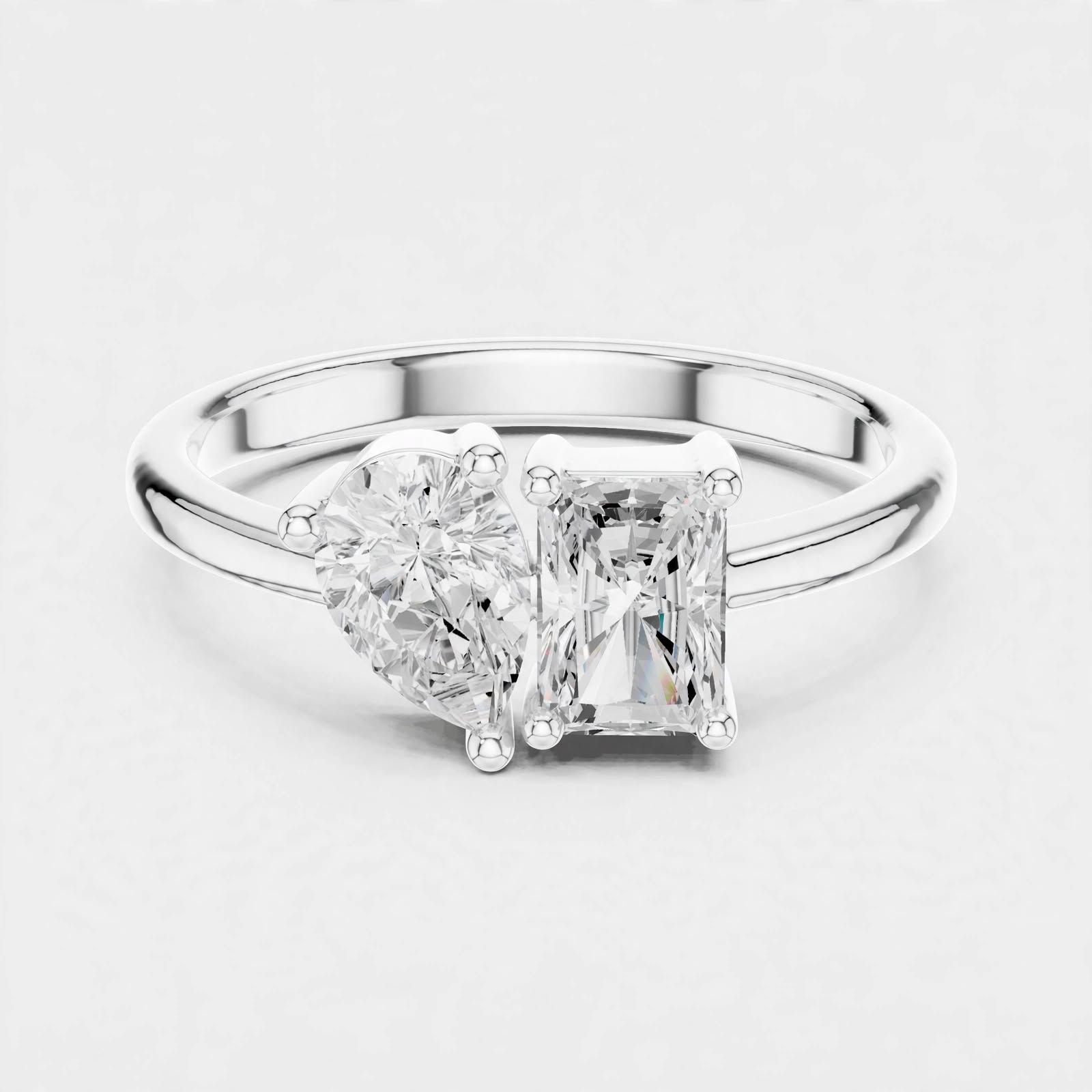 Elegant 1.14CT Pear & Radiant Cut Lab Grown Diamond Ring In 18K Gold