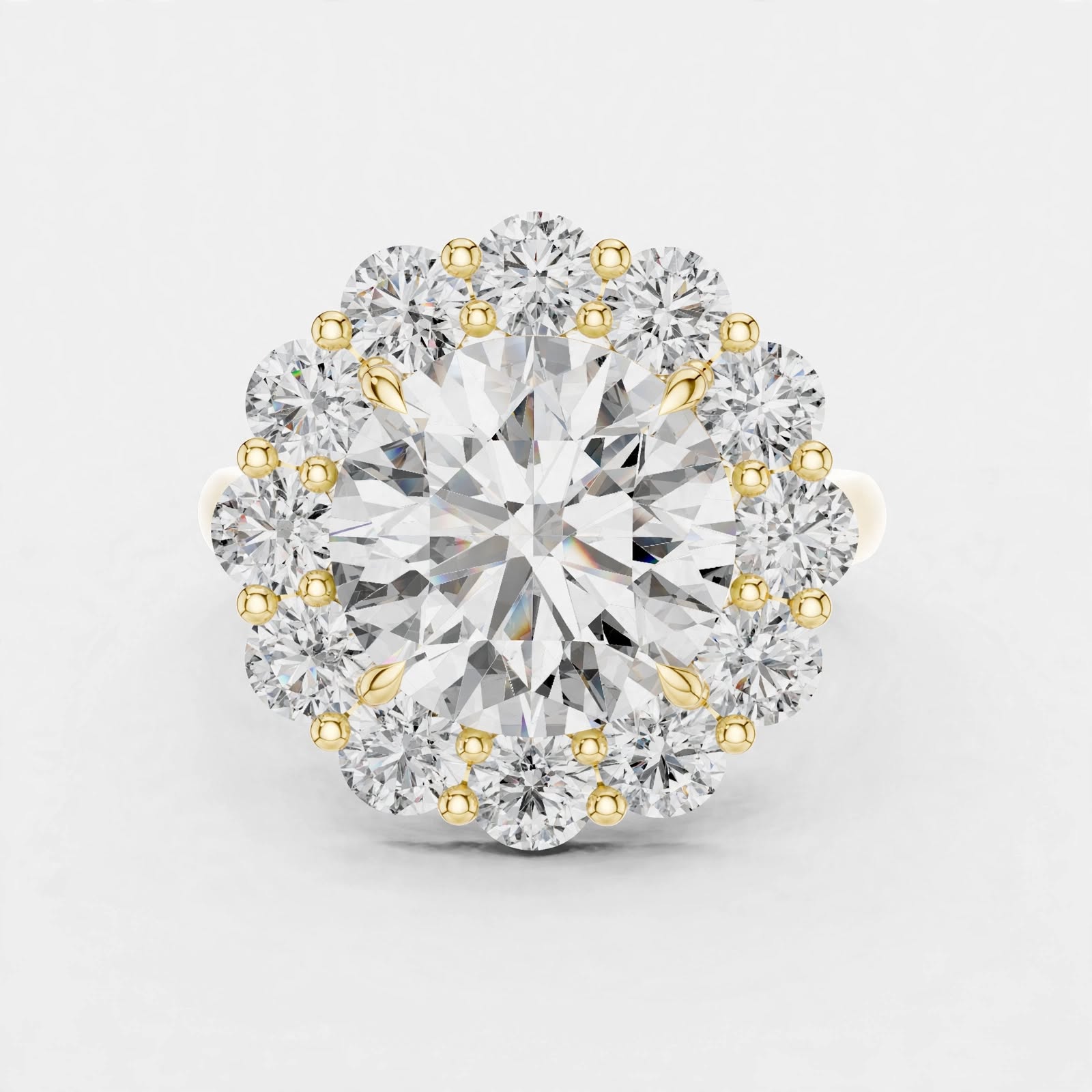 6.59CT E VVS2 Floral Lab Grown Diamond Ring in 18K gold