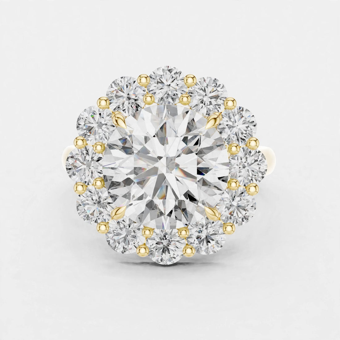 6.59CT E VVS2 Floral Lab Grown Diamond Ring in 18K gold