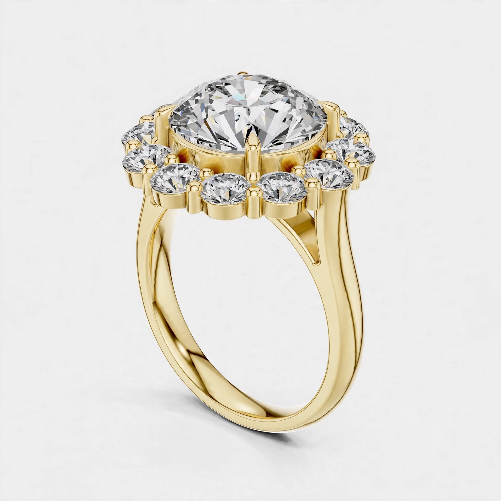 6.59CT E VVS2 Floral Lab Grown Diamond Ring in 18K gold