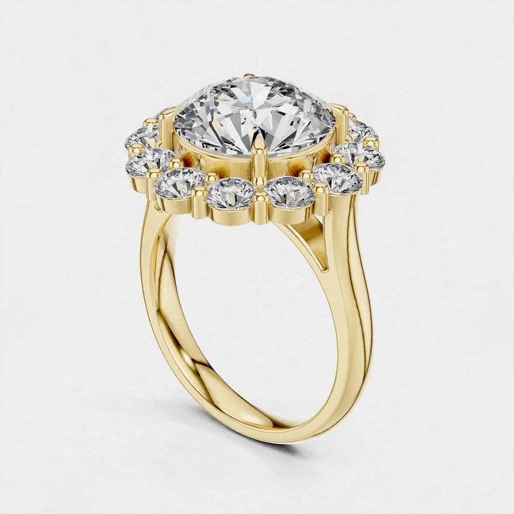6.59CT E VVS2 Floral Lab Grown Diamond Ring in 18K gold