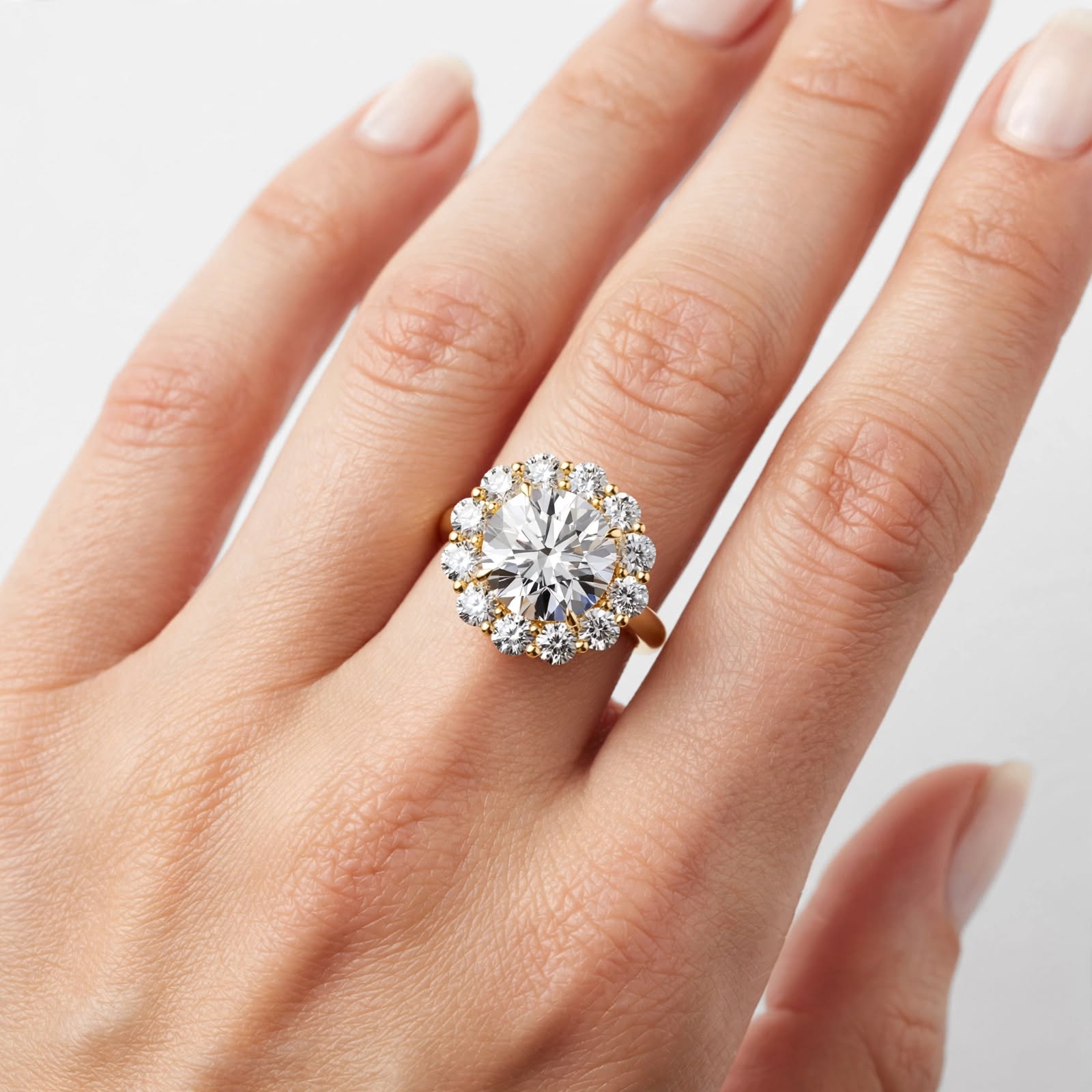 6.59CT E VVS2 Floral Lab Grown Diamond Ring in 18K gold